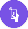 A hand holding a smart phone with dollar sign on it.