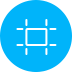 A blue square with a white line across it.