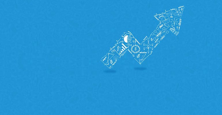 A blue background with white arrows and numbers.