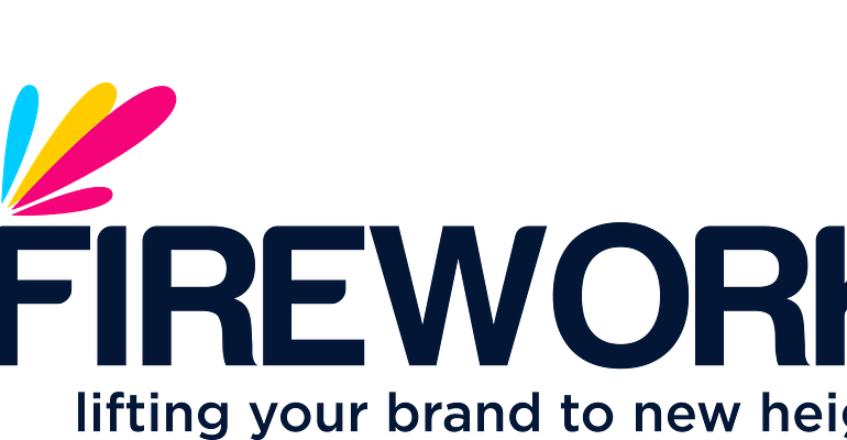 A black and blue logo for fireworks.