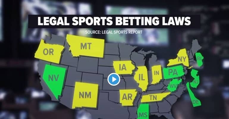 Map showing legal sports betting states.